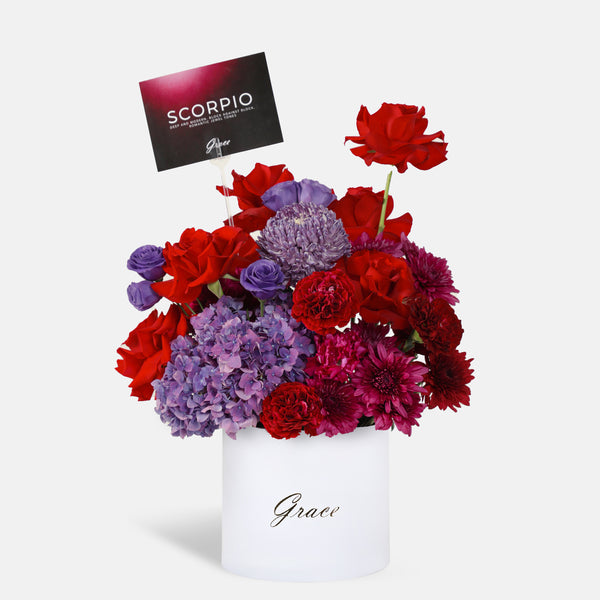 Scorpio - Deep Red in Box - Grace Flowers