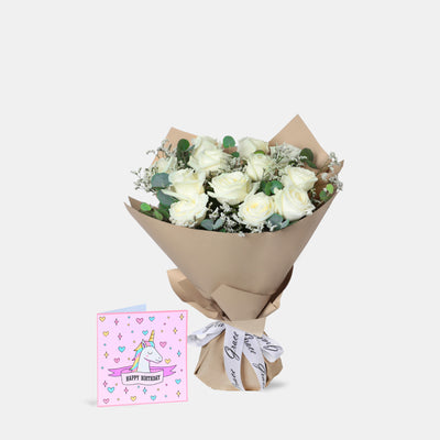 Flowers with Birthday Greetings Card