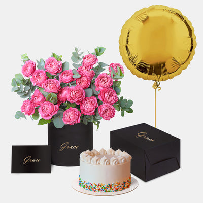 Julieta Spray Pink in Box with Cake Bundle