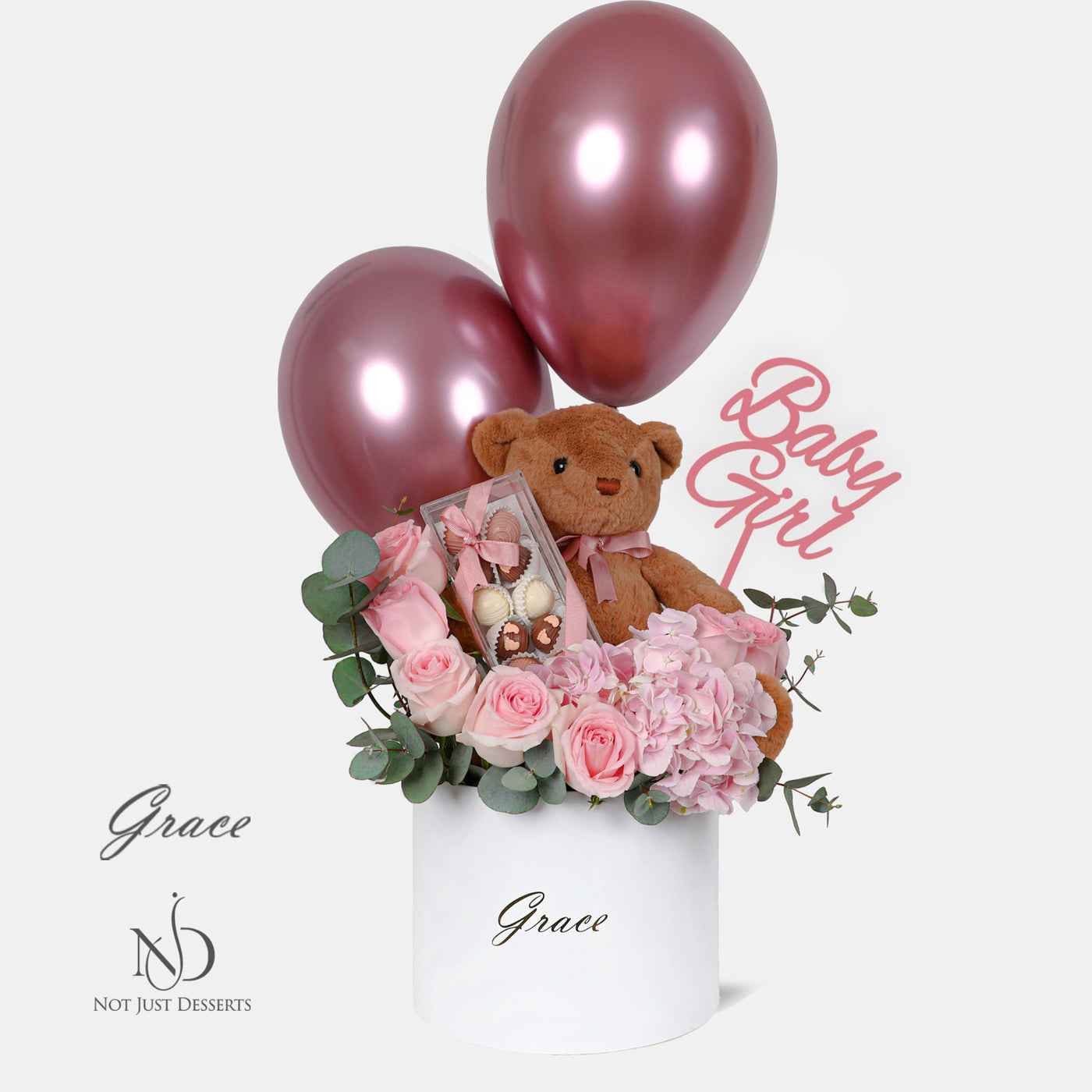 Baby Girl (Teddy Bear, NJD Truffles & Balloons)