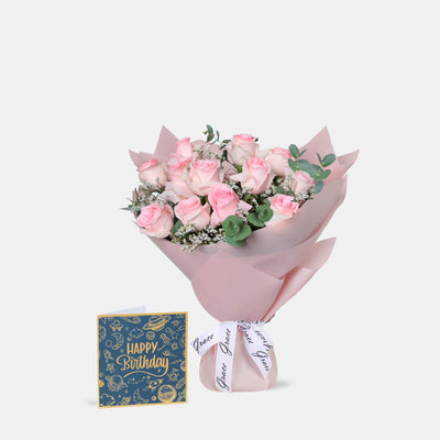 Flowers with Birthday Greetings Card