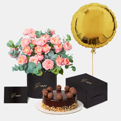 Julieta Peach in Box with Cake Bundle