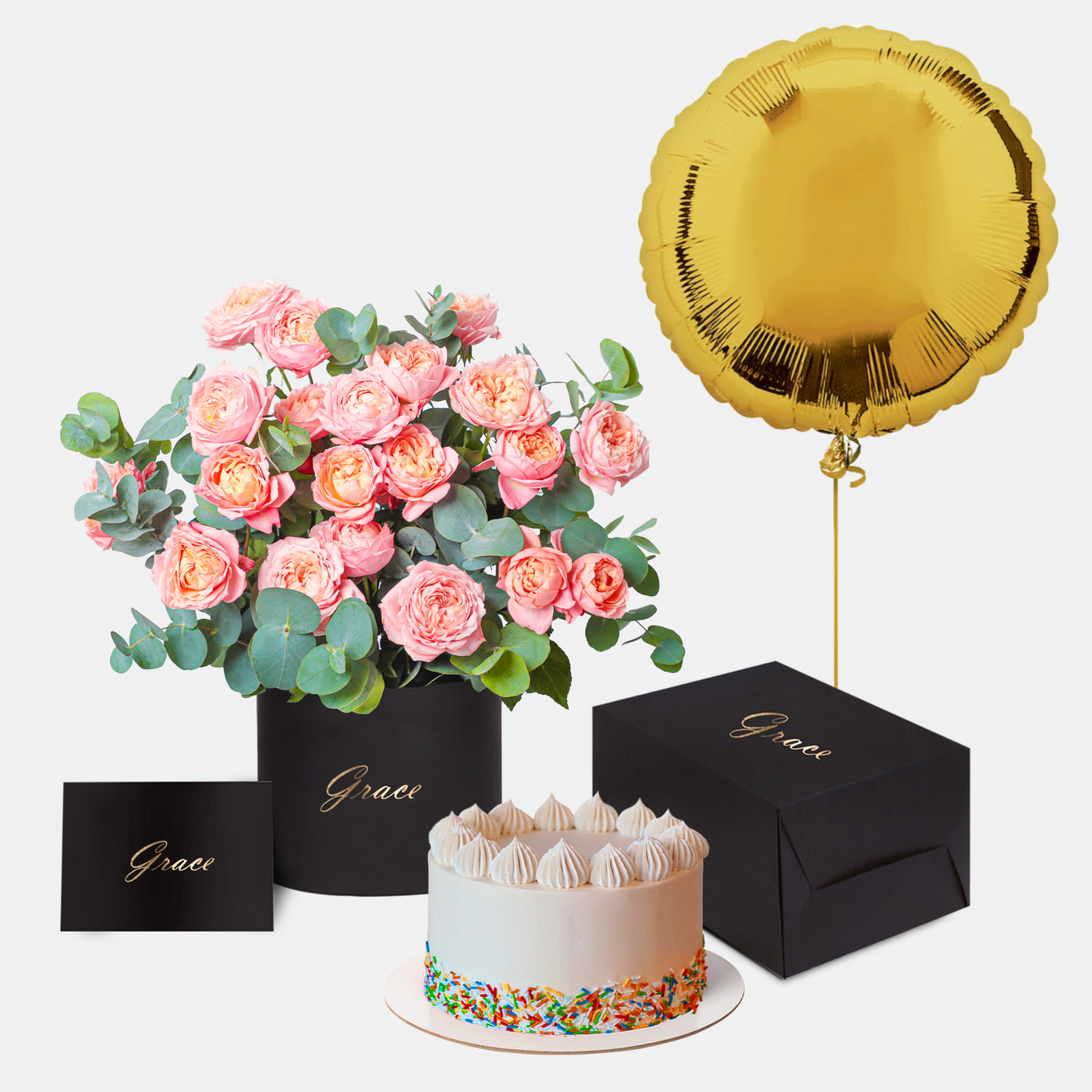 Julieta Peach in Box with Cake Bundle