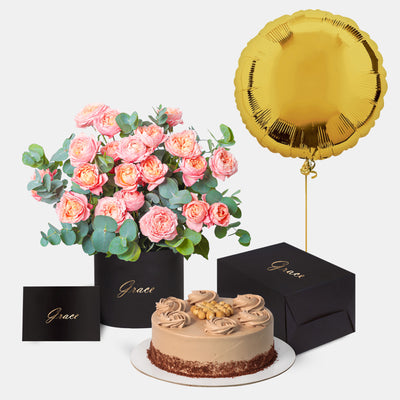 Julieta Peach in Box with Cake Bundle