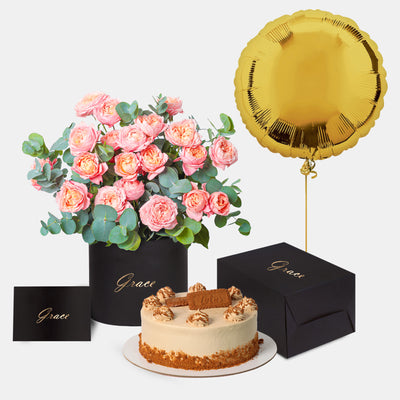 Julieta Peach in Box with Cake Bundle