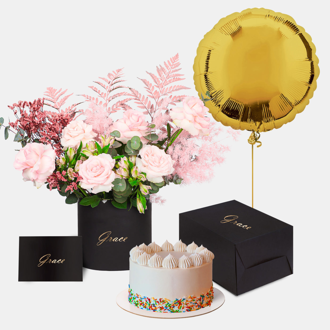 Flamingo in Box with Cake Bundle