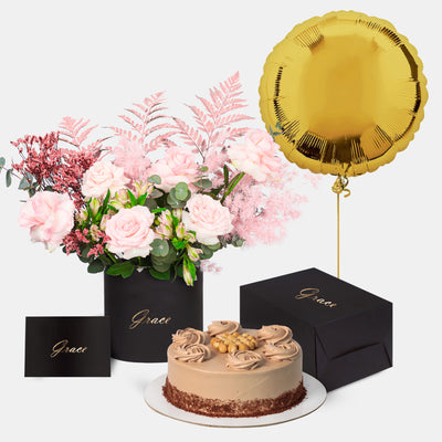 Flamingo in Box with Cake Bundle