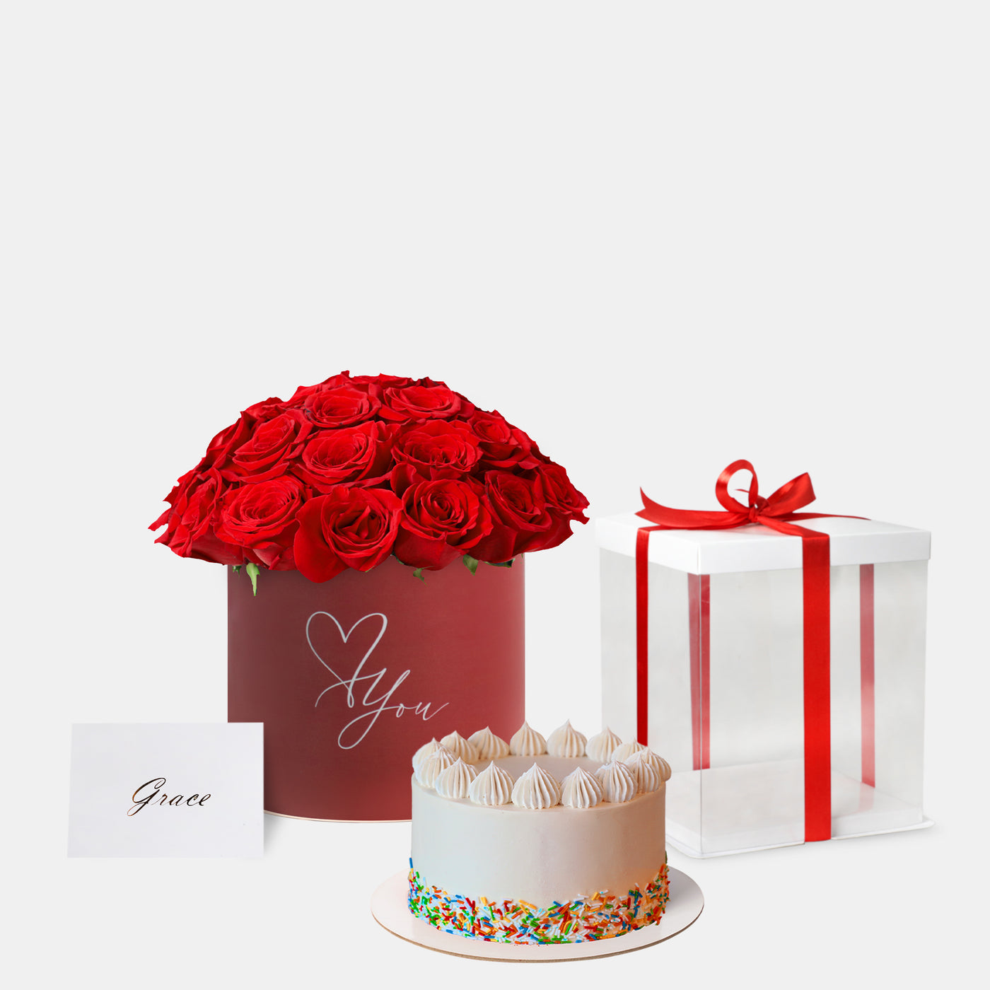 Red Roses with Cake