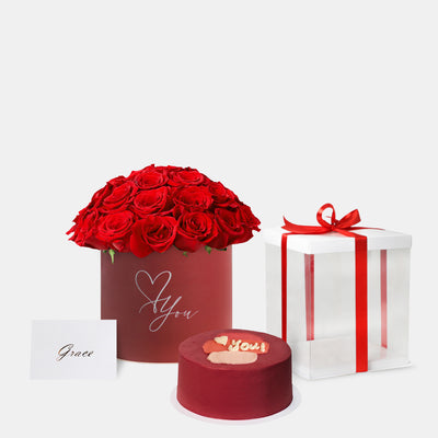 Red Roses with Cake