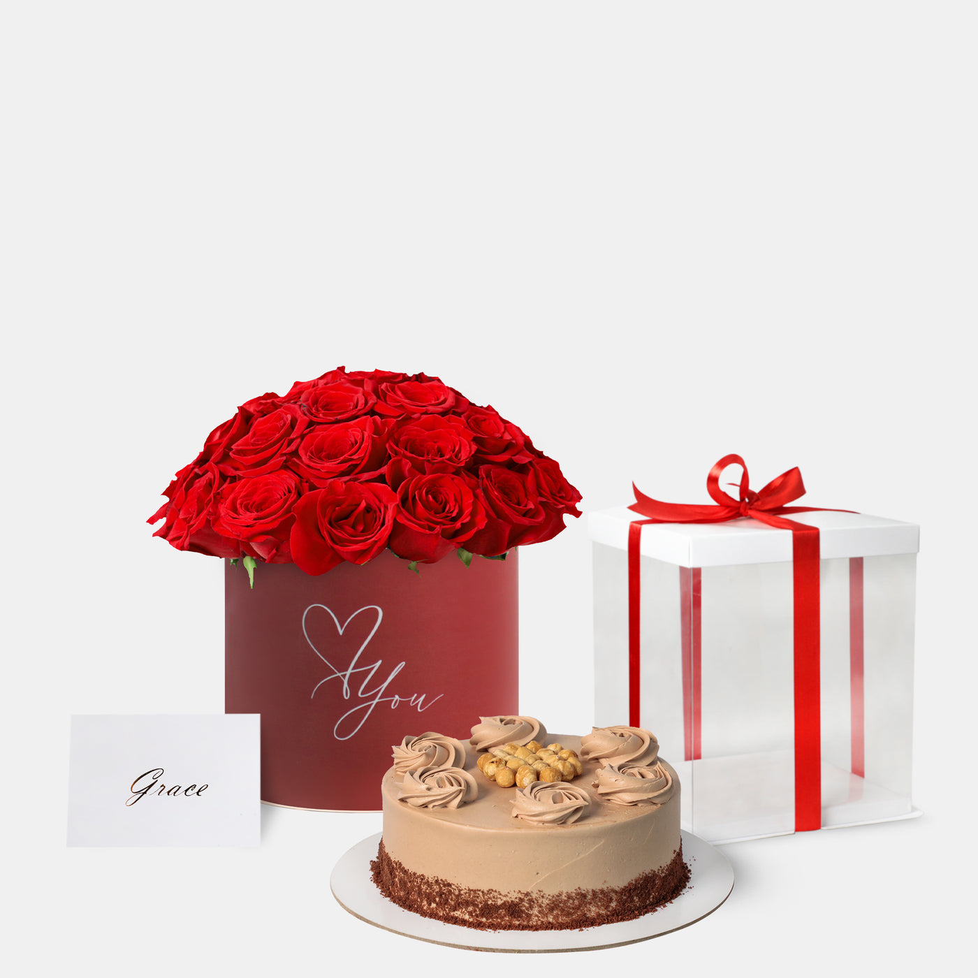 Red Roses with Cake