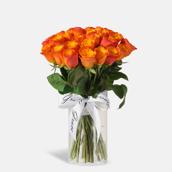 Orange Roses in Vase