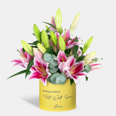 Get Well Soon Pink Lily in Box