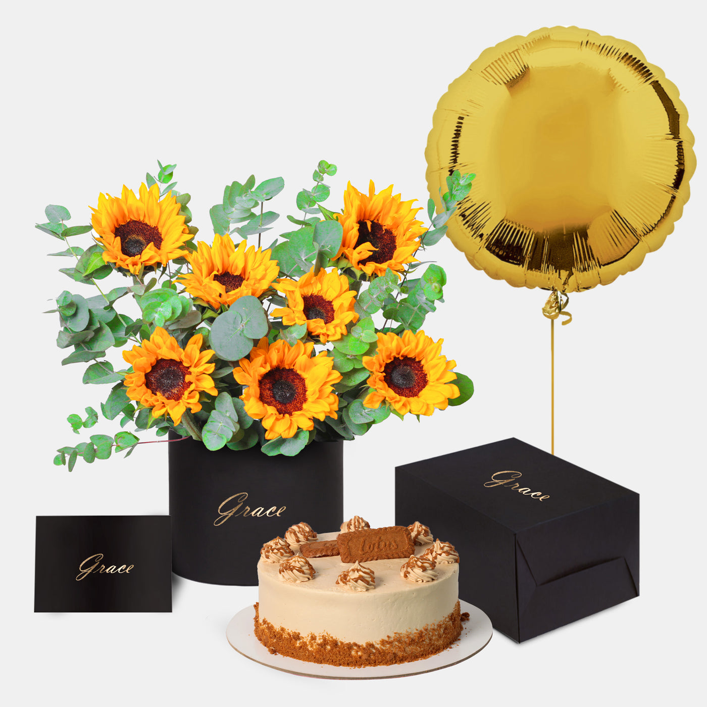 Sunflower in Box with Cake bundle