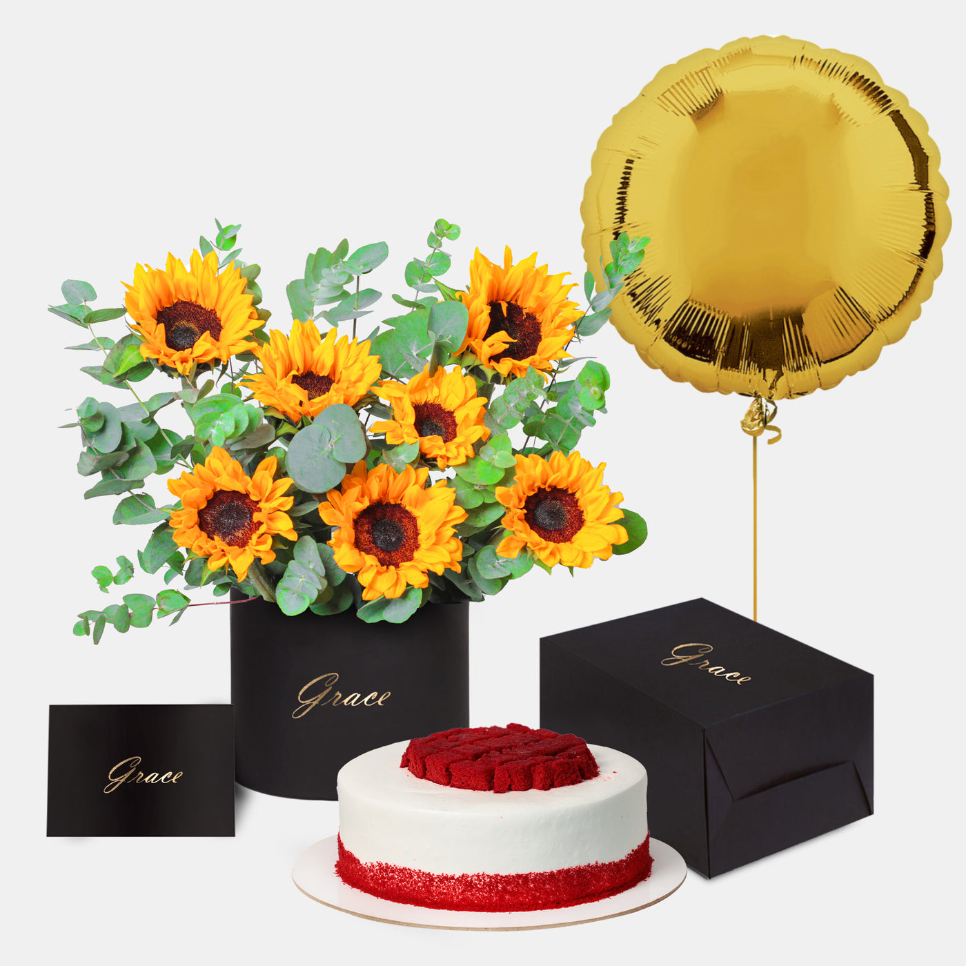 Sunflower in Box with Cake bundle