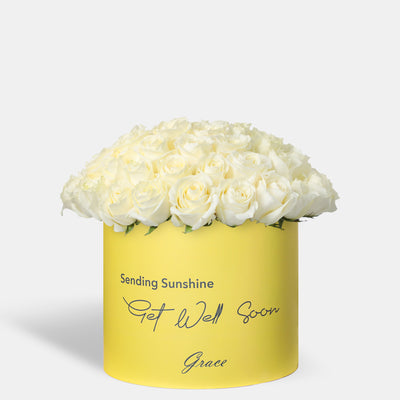 Get well Soon White Roses in Box