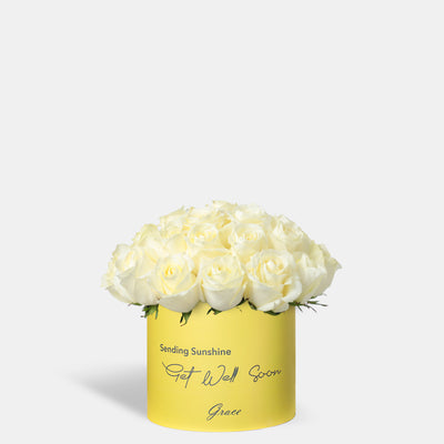Get well Soon White Roses in Box