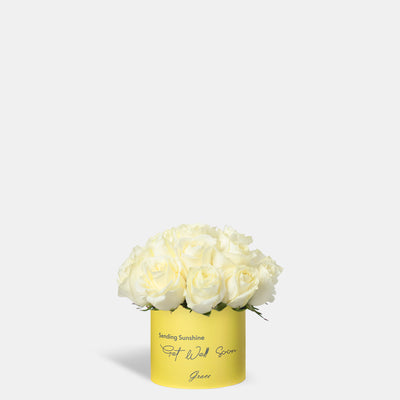 Get well Soon White Roses in Box