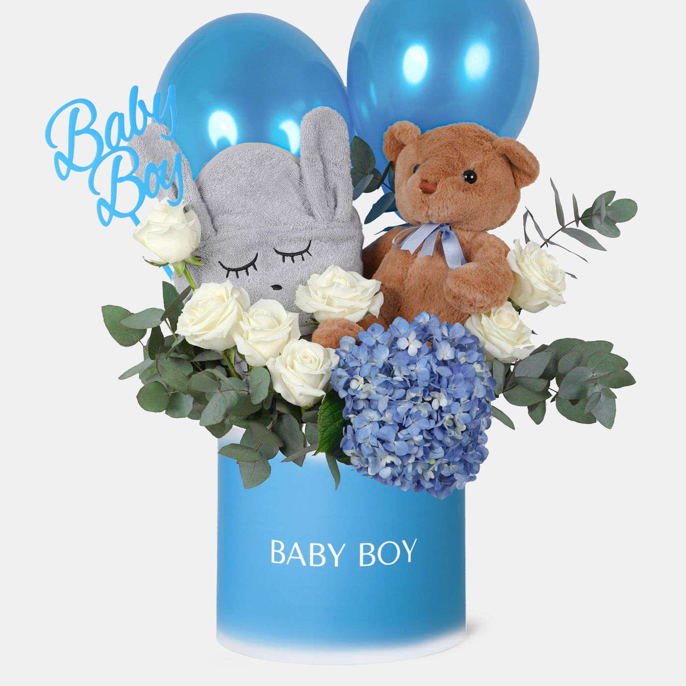 Baby Boy Hamper with Teddy Bear and Bunny Towel