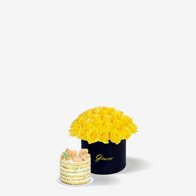 Roses in a Box with White Velvet Party Cake
